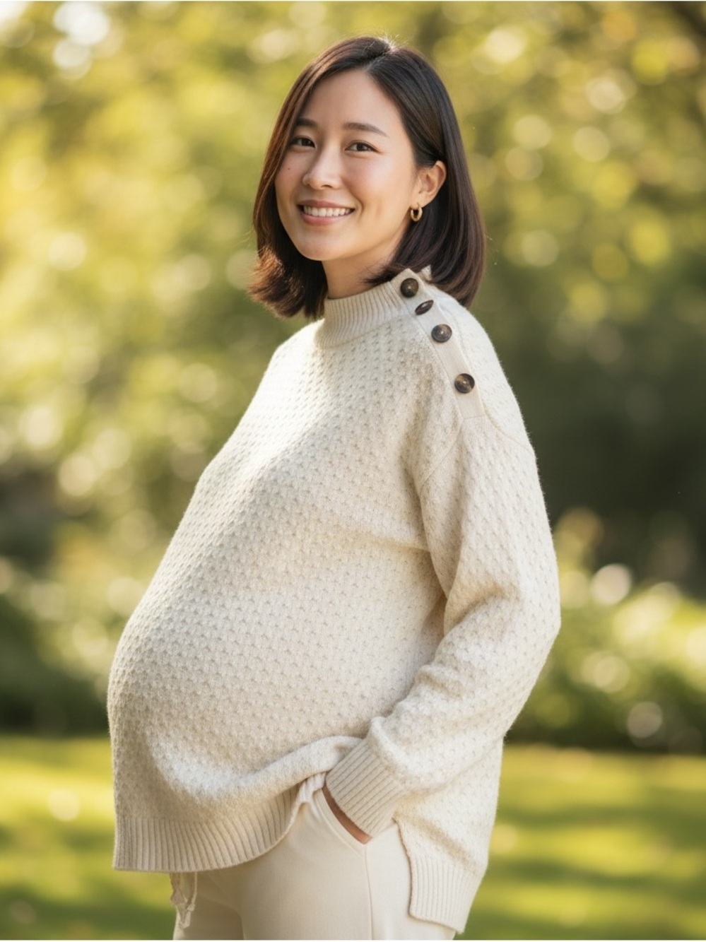 MOTHERHOOD MATERNITY Women’s Large Cream Knit Sweater
